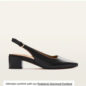 Frankie4 Juliett III Black Leather Pointed Toe Slingback Block Heels Size 7 EUC